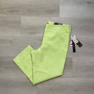 Peck and Peck Womens Eva Cropped High Waisted Stretch Pant 14 Lime New With Tag
